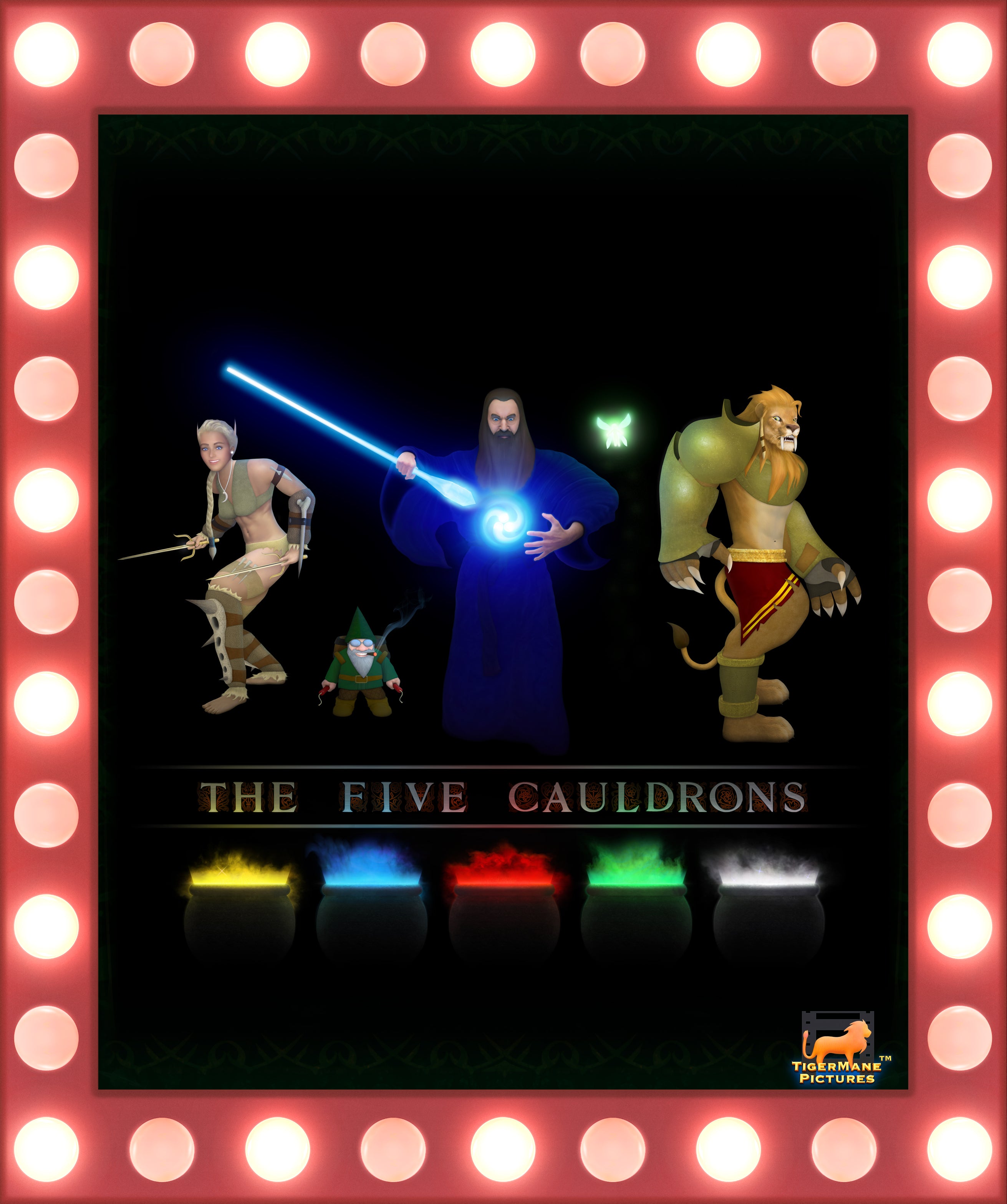 eMovie® cover art for The Five Cauldrons — a Fantasy/Adventure story from Tiger Mane Pictures®